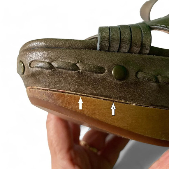 Frye Carlie Huarache Platform Sandals, Size 9.5, Leather Taupe-Brown Ankle Strap - Picture 8 of 9